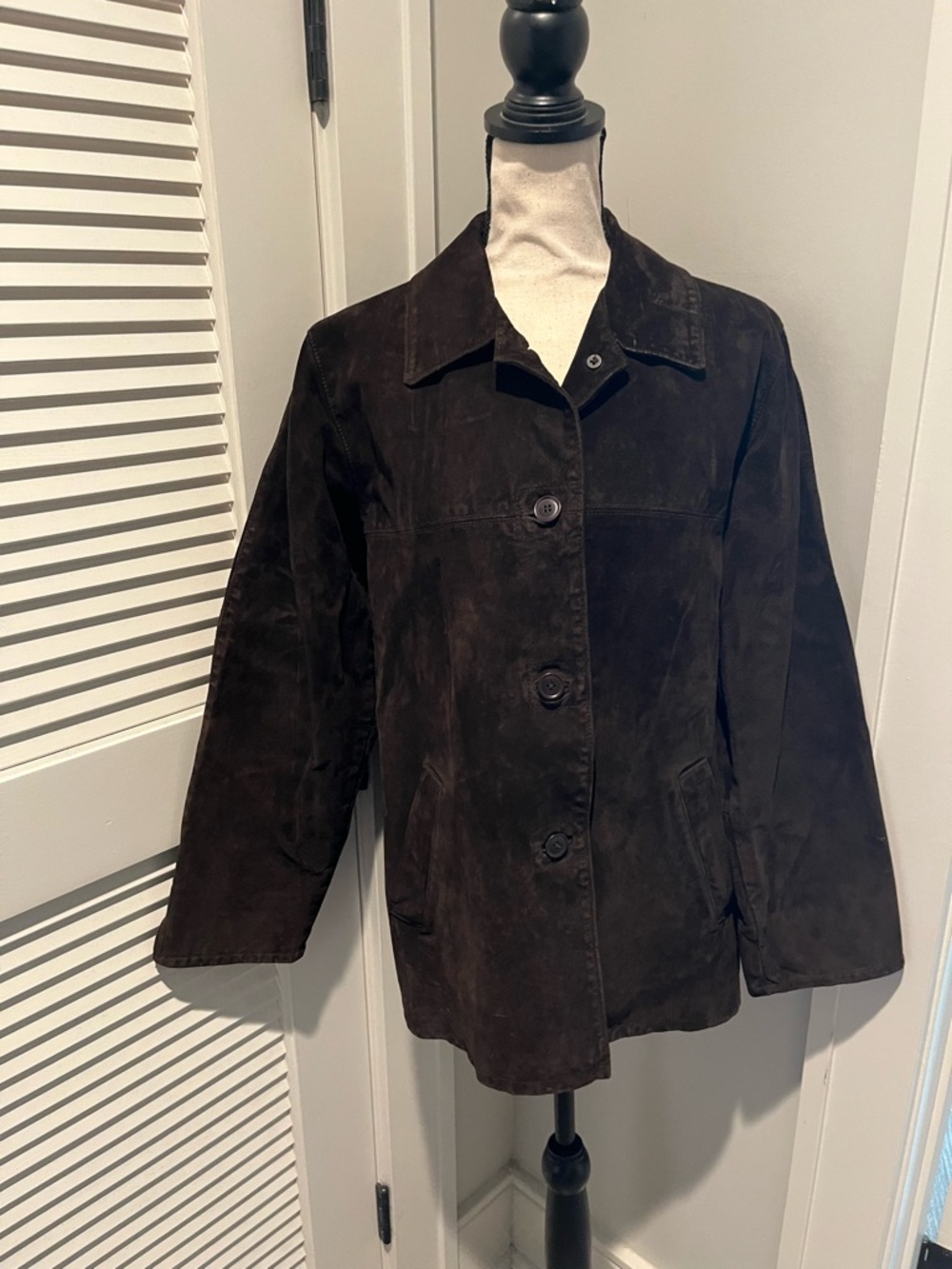 Eddie Bauer Dark Brown Suede Button Front Jacket